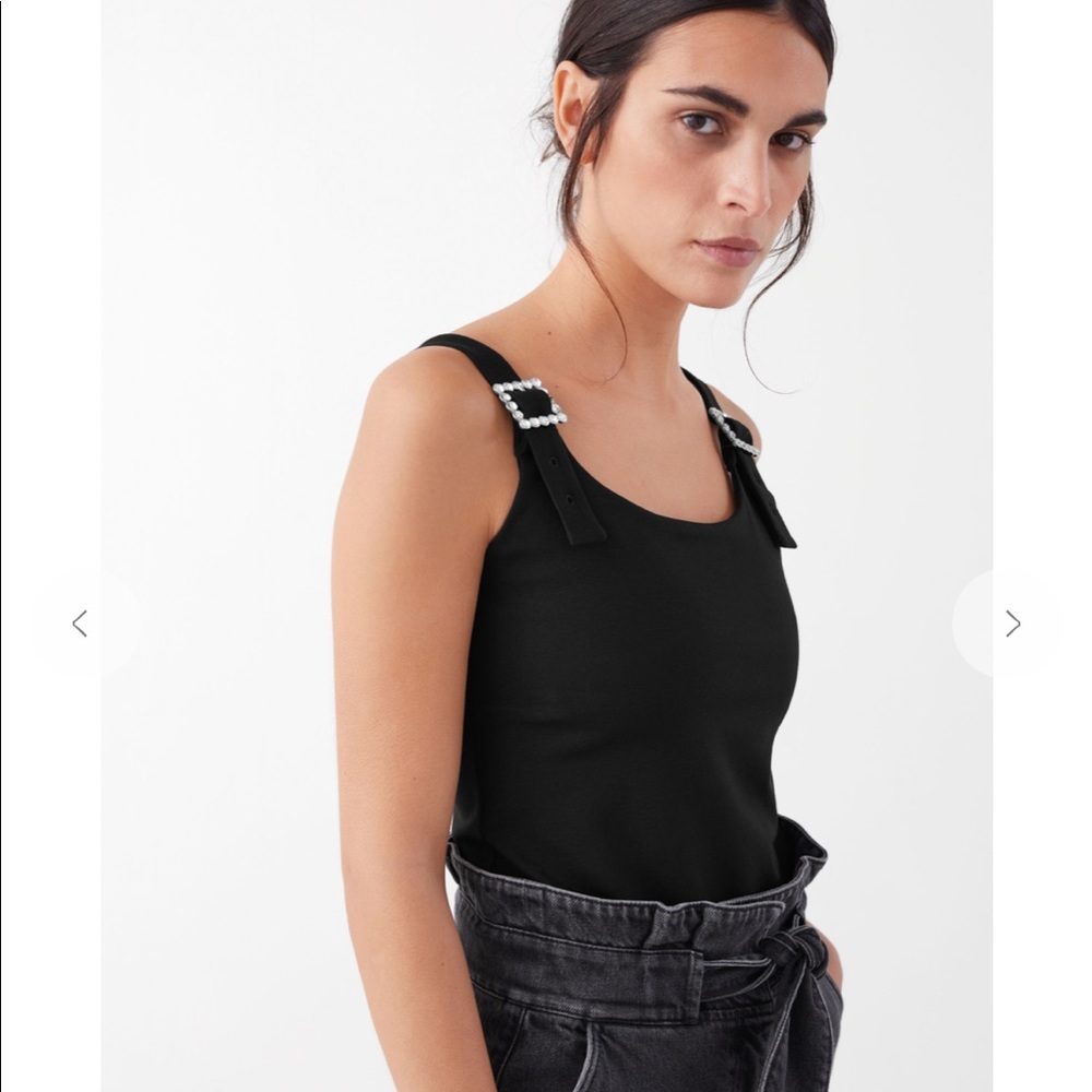 & other stories bedazzled buckle top